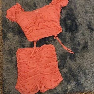 2 piece ruched short set
